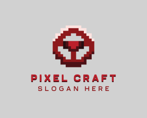 Driving Pixel Steering Wheel logo design