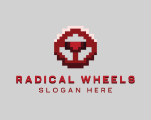 Driving Pixel Steering Wheel logo design