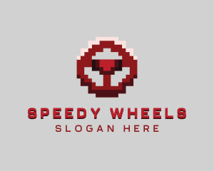 Driving Pixel Steering Wheel logo design