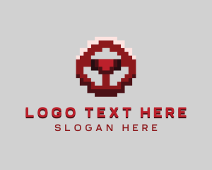 Drive - Driving Pixel Steering Wheel logo design