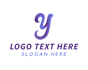 Gradient Script Letter Y logo
