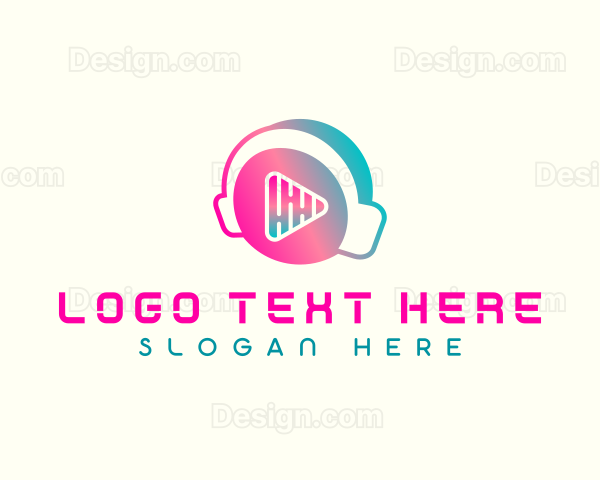 Headphone Play Button Logo