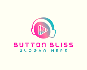 Headphone Play Button logo design