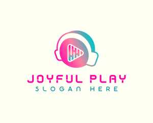 Headphone Play Button logo design