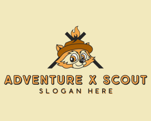 Raccoon Camping Adventure logo design