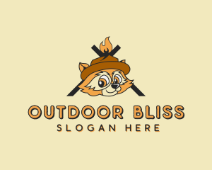 Raccoon Camping Adventure logo design