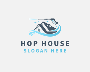 Pressure Washer House Cleaning logo design