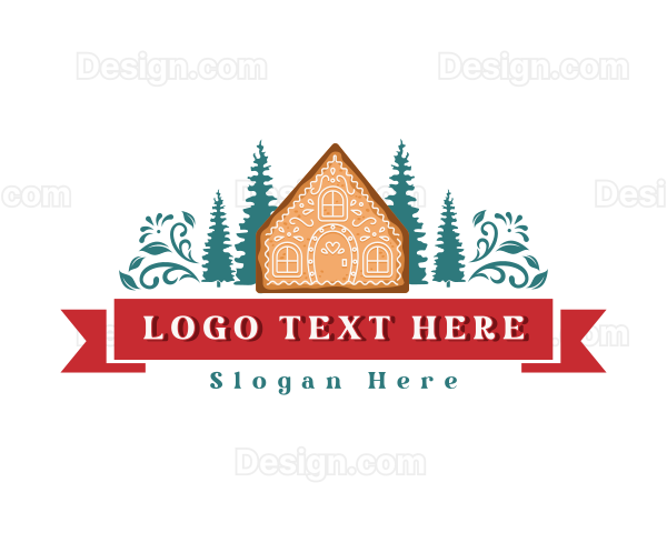 Christmas Gingerbread House Decoration Logo