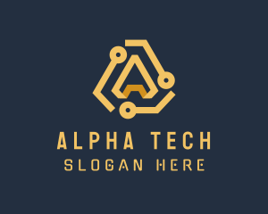 Tech Circuit Letter A logo design