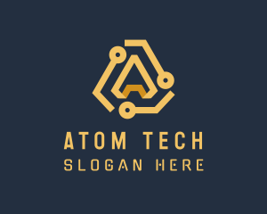 Tech Circuit Letter A logo design