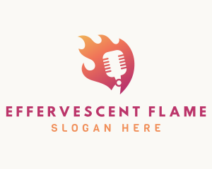 Gradient Flame Mic logo design