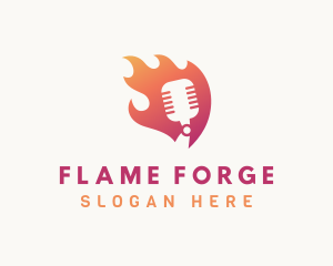 Gradient Flame Mic logo design