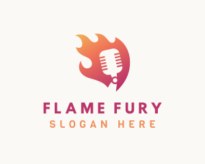 Gradient Flame Mic logo design