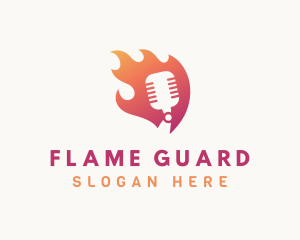 Gradient Flame Mic logo design