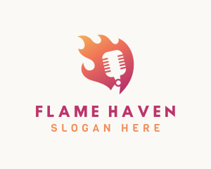 Gradient Flame Mic logo design