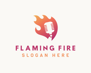 Gradient Flame Mic logo design