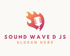 Gradient Flame Mic logo design