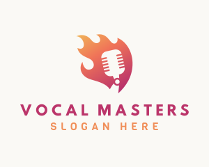 Gradient Flame Mic logo design