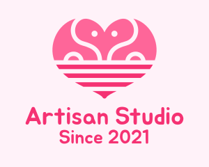 Pink Romantic Elephant  logo design