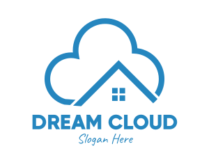 Blue House Cloud logo design