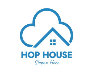 Blue House Cloud logo design