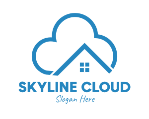 Blue House Cloud logo design