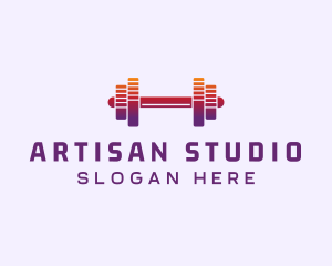 Dumbbell Fitness Gym Music logo design