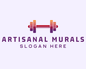 Dumbbell Fitness Gym Music logo design