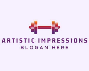 Dumbbell Fitness Gym Music logo design