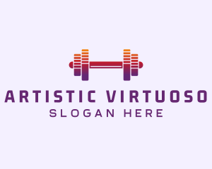 Dumbbell Fitness Gym Music logo design