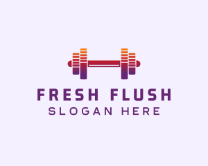 Dumbbell Fitness Gym Music logo design