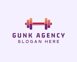 Dumbbell Fitness Gym Music logo design