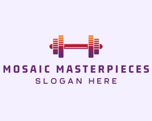 Dumbbell Fitness Gym Music logo design