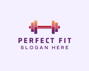 Dumbbell Fitness Gym Music logo design