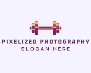 Dumbbell Fitness Gym Music logo design