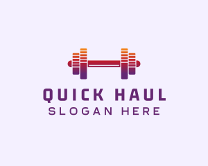 Dumbbell Fitness Gym Music logo design