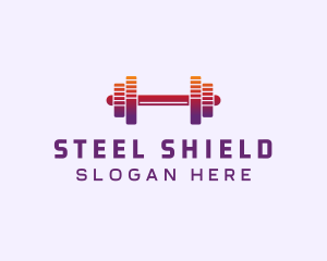 Dumbbell Fitness Gym Music logo design