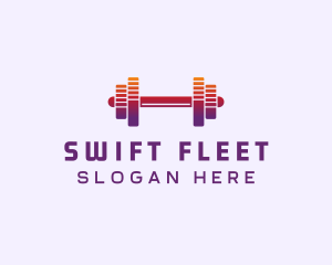 Dumbbell Fitness Gym Music logo design