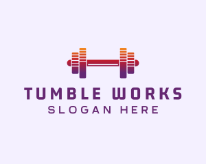 Dumbbell Fitness Gym Music logo design