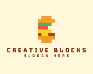 Pixel Burger Food Sandwich  logo design