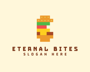 Pixel Burger Food Sandwich  logo design