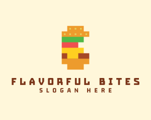 Pixel Burger Food Sandwich  logo design