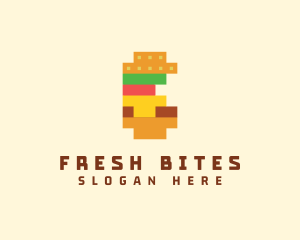 Pixel Burger Food Sandwich  logo design