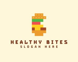 Pixel Burger Food Sandwich  logo design