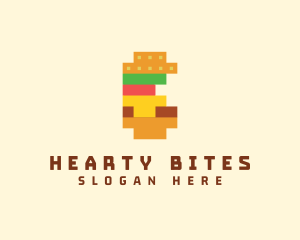 Pixel Burger Food Sandwich  logo design