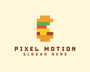 Pixel Burger Food Sandwich  logo design