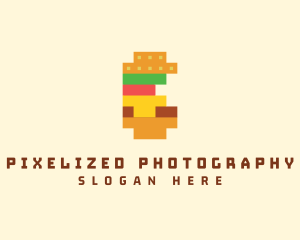 Pixel Burger Food Sandwich  logo design