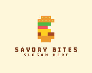 Pixel Burger Food Sandwich  logo design