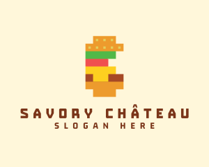 Pixel Burger Food Sandwich  logo design