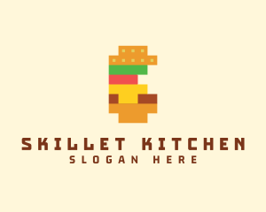 Pixel Burger Food Sandwich  logo design